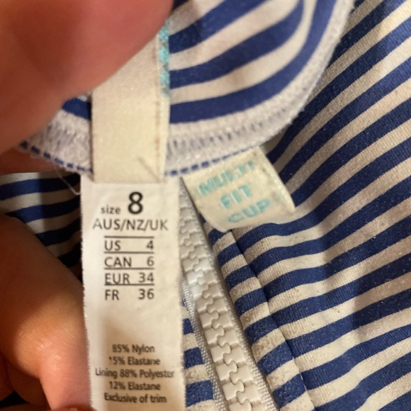 Sea Level Australia blue & white striped one piece swimsuit size 4 - Picture 6 of 7